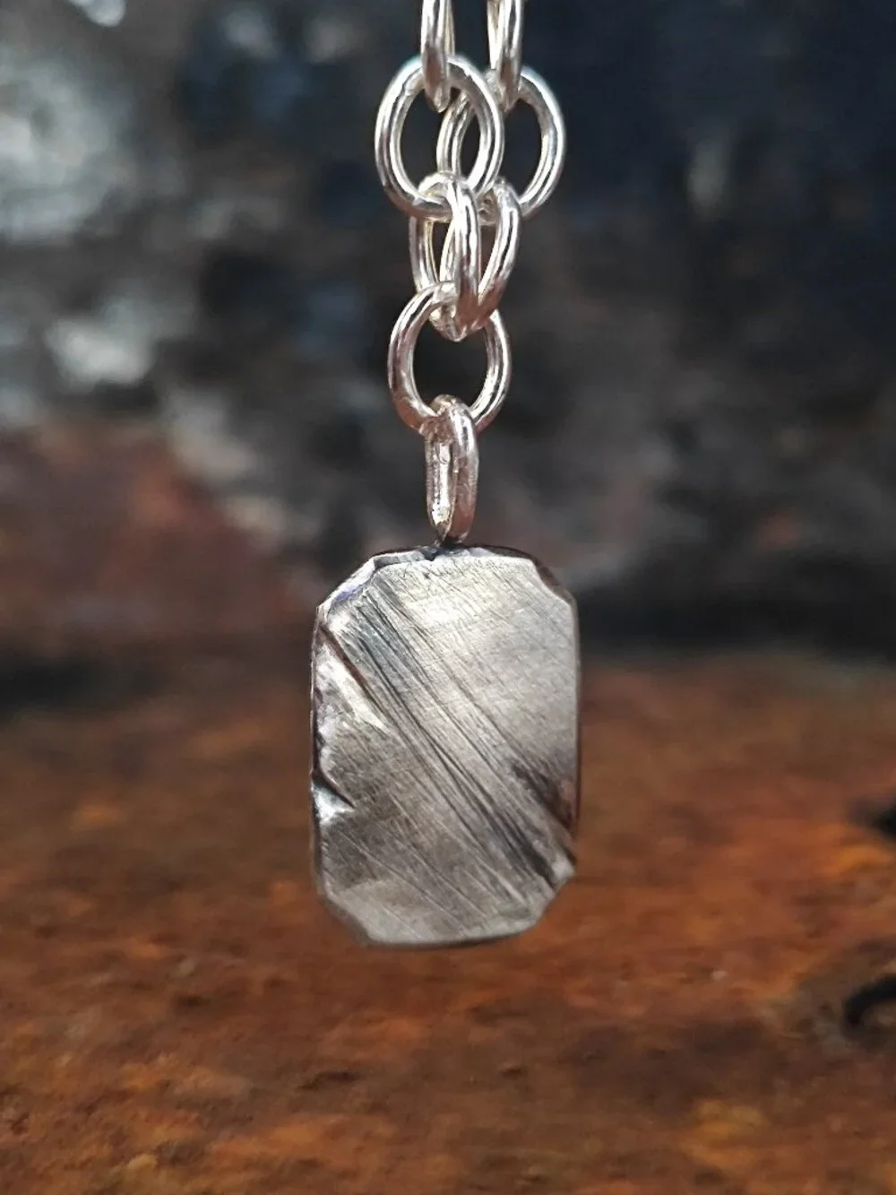 Handmade Sterling Silver Engravable Pendant Necklace – Thick Link Chain
